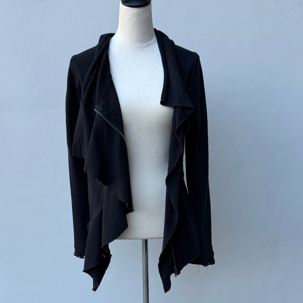 FREE PEOPLE Women’s Black Draped Zip Cardigan Sweater Size L large